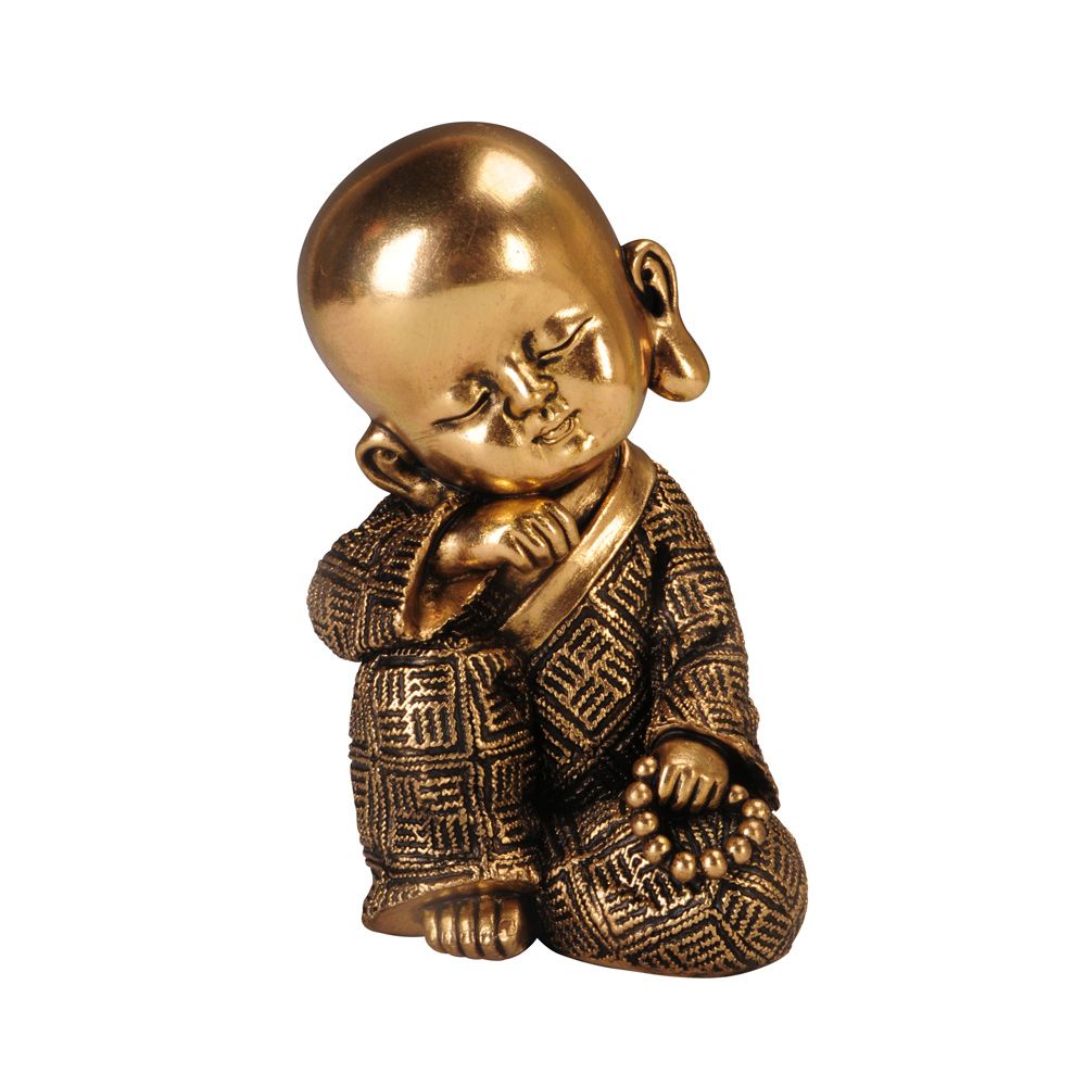 LITTLE MONK 1 DECO ΒΟΥΔΑΣ POLYRESIN ΧΡΥΣΟ ΜΑΥΡΟ 8,3Χ8,3ΧΥ13,8ΕΚ. InTheBox -  022505