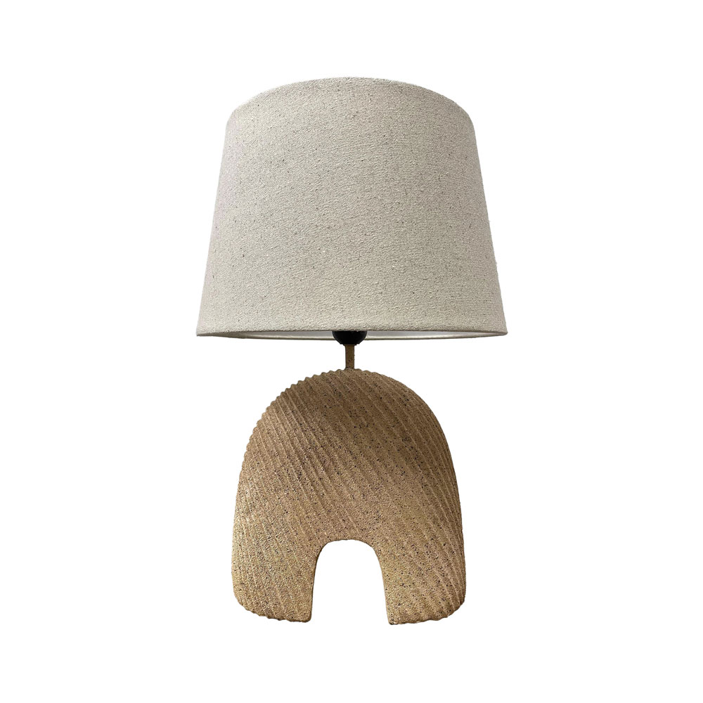 CAPSULE ΦΩΤΙΣΤΙΚΟ ΕΠΙΤΡΑΠΕΖΙΟ 30.5x30.5x45cm POLYRESIN TERRACOTTA ΑΝΟΙΧΤΟ ΥΦΑΣΜΑ OFF WHITE