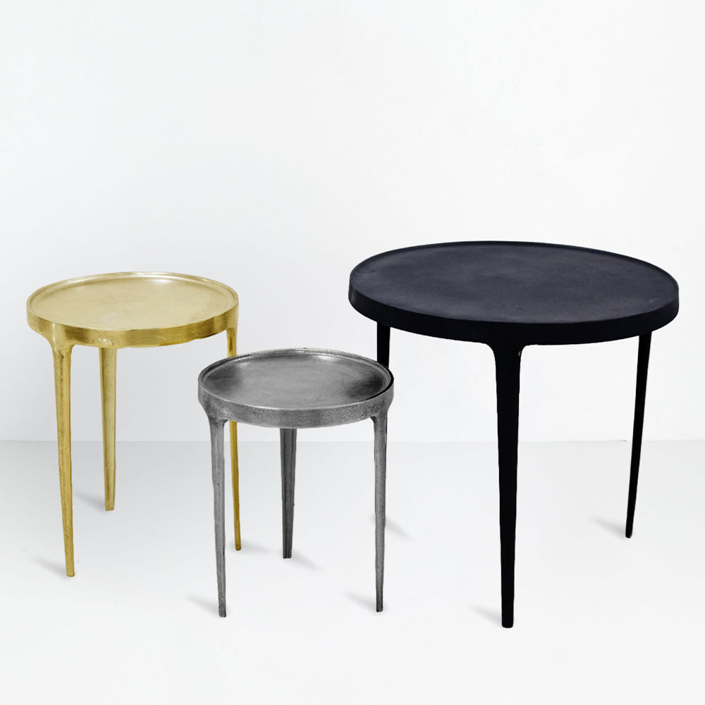 INK SIDE TABLE SET 3ΤΕΜ ΜΑΥΡΟ BRASS NICKEL 64.5x64.5x61cm