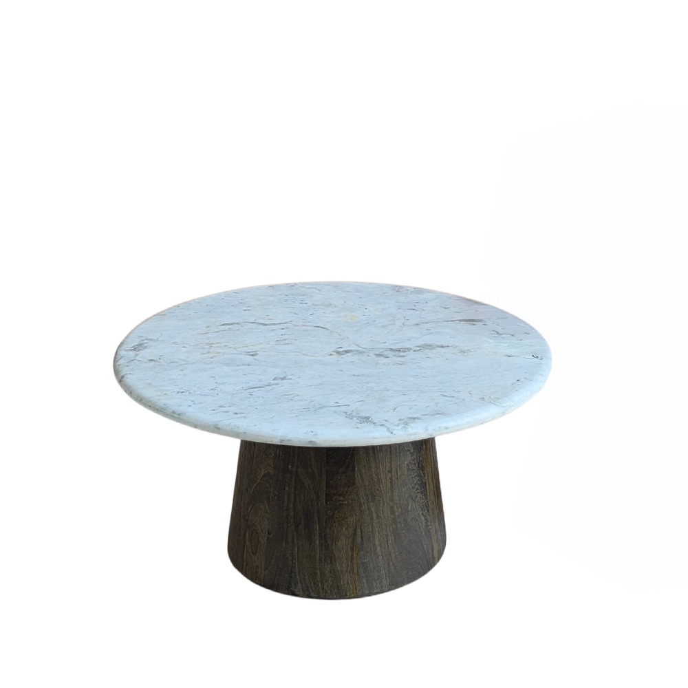 BORDS COFFEE TABLE ΛΕΥΚΟ ΜΑΡΜΑΡΟ ΚΑΡΥΔΙ ΣΚΟΥΡΟ 75x75x40cm