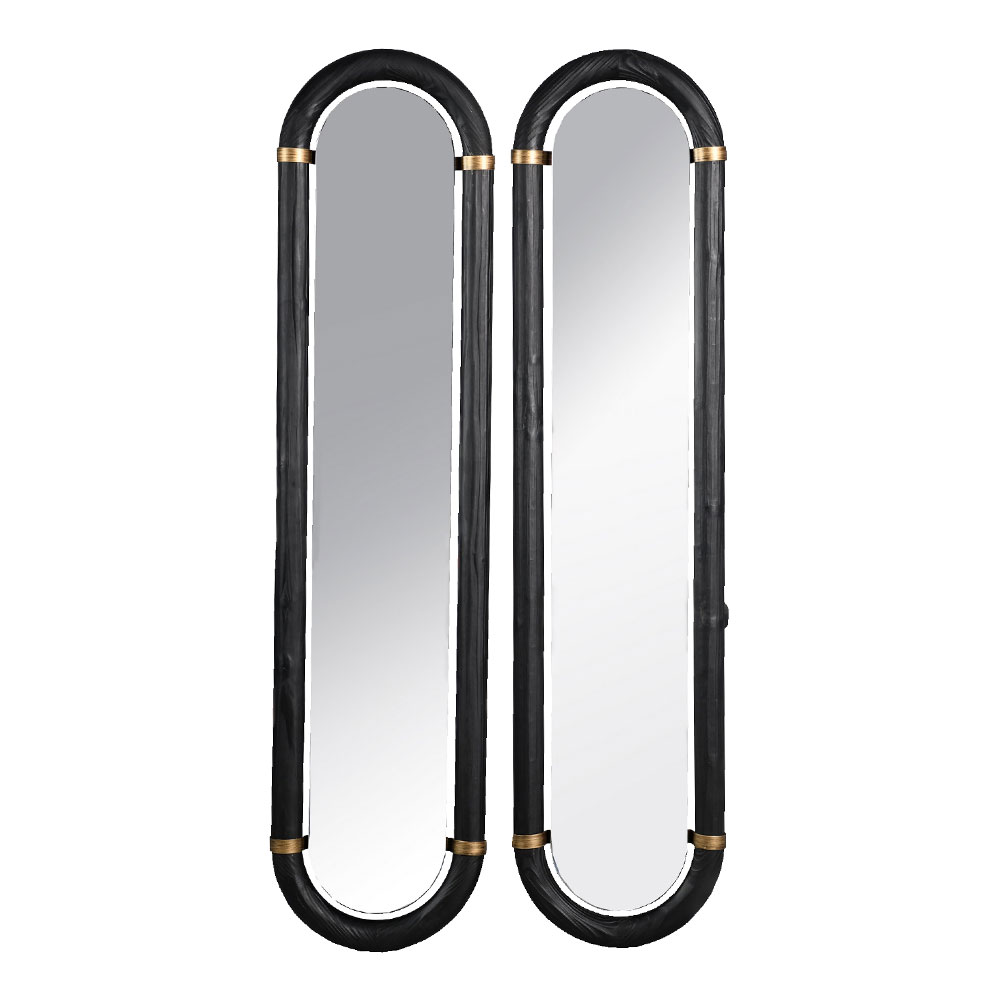 COLOMBO ΚΑΘΡΕΠΤΗΣ SET 2ΤΕΜ ΜΑΥΡΟ ΧΡΥΣΟ 31x4x130cm