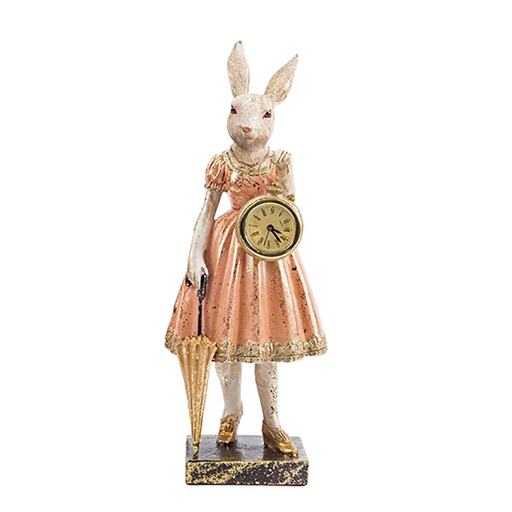 ΠΑΣΧΑΛΙΝΟΣ ΛΑΓΟΣ ΜΕ ΡΟΛΟΙ ΚΑΙ ΟΜΠΡΕΛΑ ΣΕ ΦΟΡΕΜΑ ΡΟΖ ΠΟΛΥΡΕΖΙΝ ΛΕΥΚΟΣ 13x11x35cm-EUROLAMP-818-00072