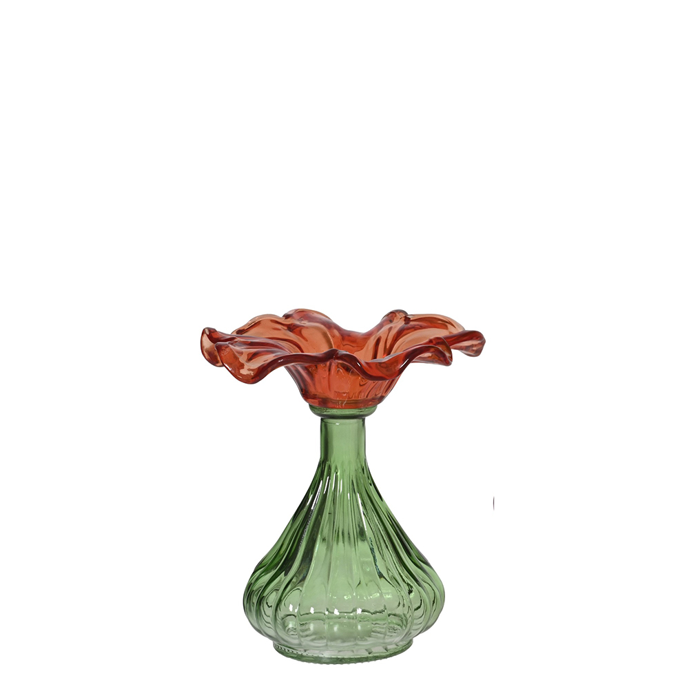 ΓΥΑΛΙΝΟ ΒΑΖΟ ΛΟΥΛΟΥΔΙ ΠΡΑΣΙΝΟ ΚΟΚΚΙΝΟ Δ16,5ΧΗ19ΕΚ.-KAEMINGK-8736131