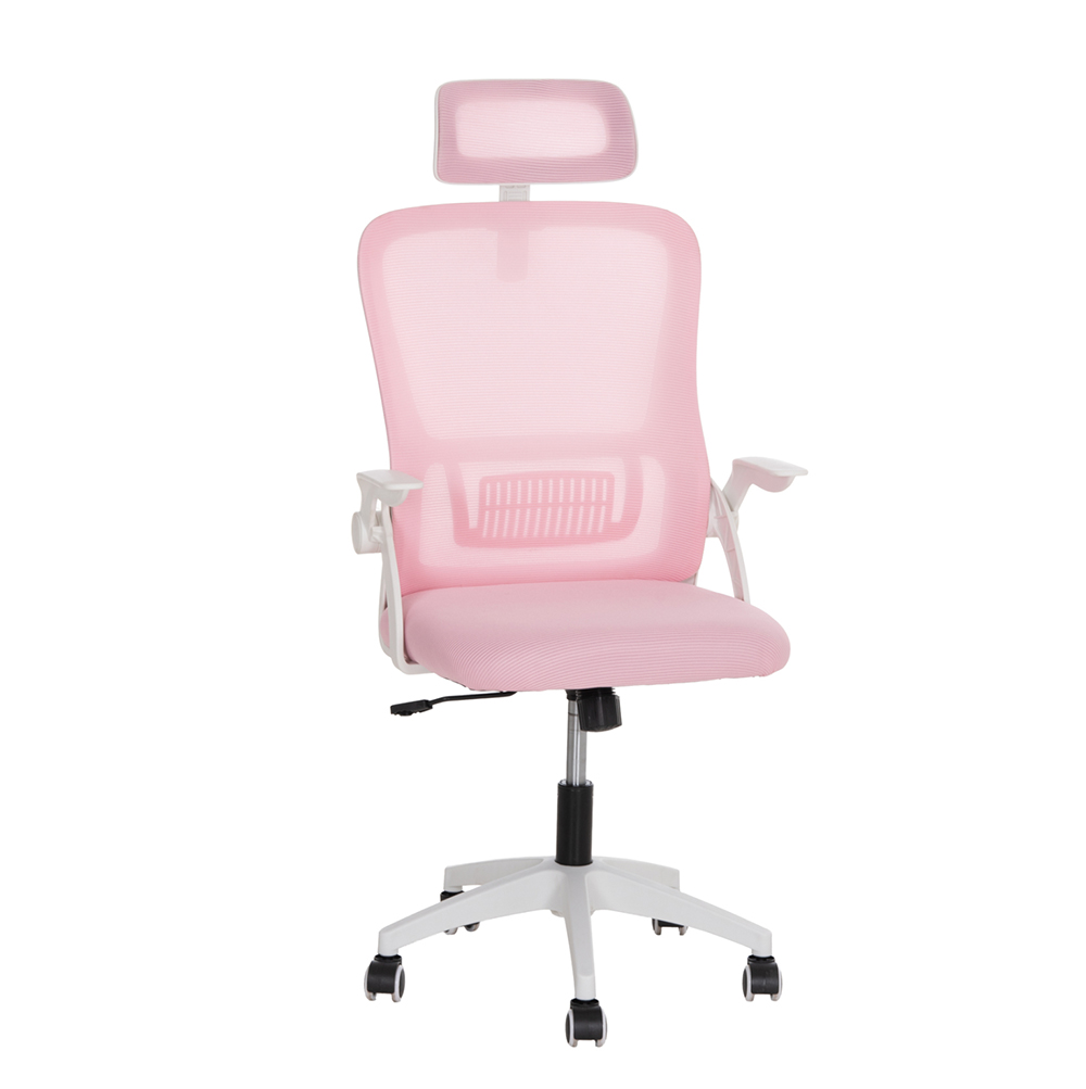 ΚΑΡΕΚΛΑ ΓΡΑΦΕΙΟΥ ΡΟΖ MESH-ΛΕΥΚΟΣ ΣΚΕΛΕΤΟΣ διαστασης 60x58x110-130Υεκ.