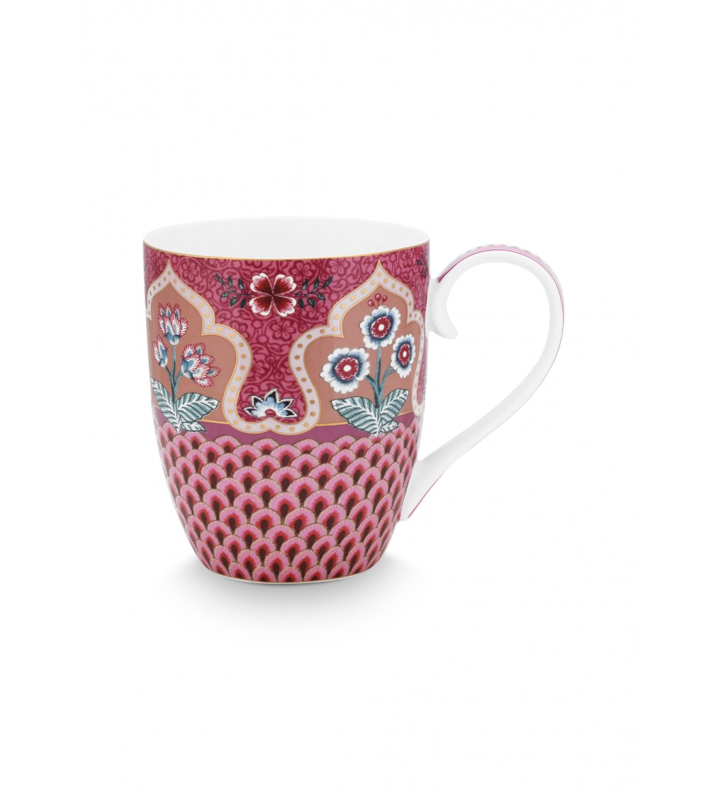 PIP STUDIO ΚΟΥΠΑ ΠΟΡΣΕΛΑΝΗ FLOWER FESTIVAL SCALLOP DECO DARK PINK 450ML - 51002326